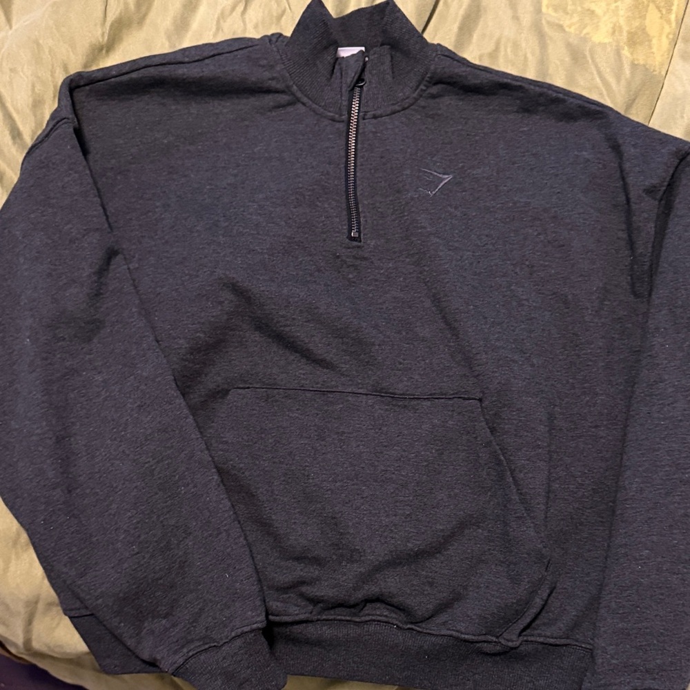 Women’s Gymshark charcoal grey Half-Zip Sweatshirt.